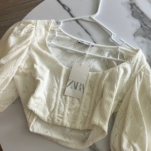 Zara white crop top. Brand new with tags
